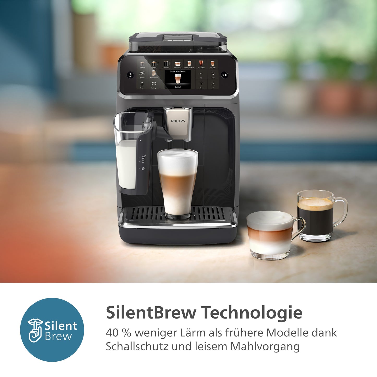 Kaffeevollautomat 5500 Series EP5544/50, 20 Kaffeespezialitäten (heiß oder eisgekühlt), LatteGo-Milchsystem, SilentBrew Technologie, QuickStart Matt-Schwarz