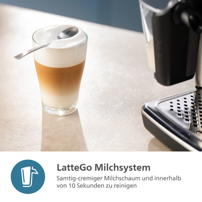 Kaffeevollautomat 5500 Series EP5544/50, 20 Kaffeespezialitäten (heiß oder eisgekühlt), LatteGo-Milchsystem, SilentBrew Technologie, QuickStart Matt-Schwarz